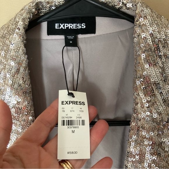 Express Women’s NWT Sequin Open Front Blazer; Size Medium - Picture 4 of 7